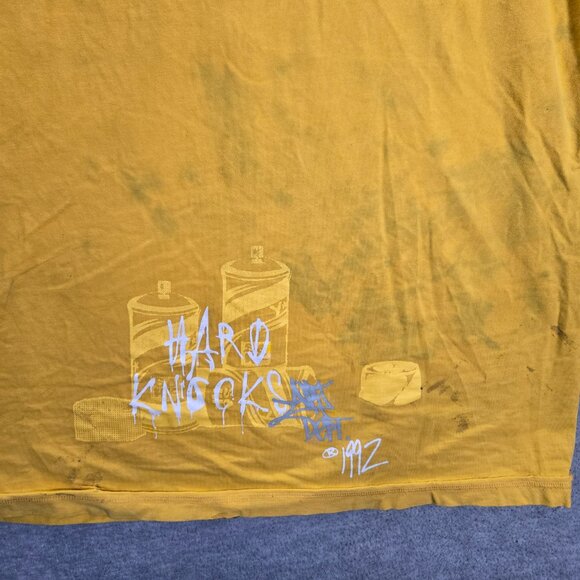 VINTAGE Hard Knock Men Shirt XL Yellow Ringer Spray Paint Hip Hop Streetwear Y2K - Picture 11 of 12